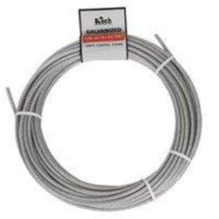 KOCH INDUSTRIES Aircraft Cable, 18 in Dia, 50 ft L, 340 lb Working Load, Galvanized A40124